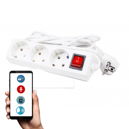 Reportofon + Microfon GSM 4G NanoSim Integrat in Prelungitor 220V Clasic - Control prin Aplicatie (iOS / Android) [MI2-FYD]